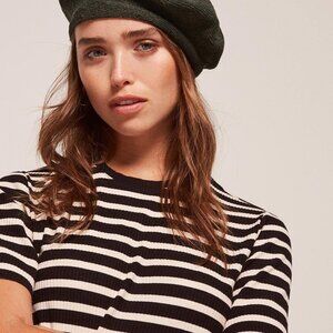 Reformation Le Beret Français Ecojean Beret, Black, O/S
